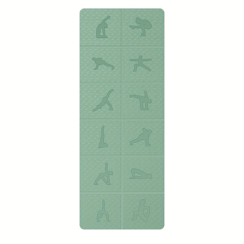 Foldable Non-slip Yoga Mat with Posture Pattern TPE Pilates Mat