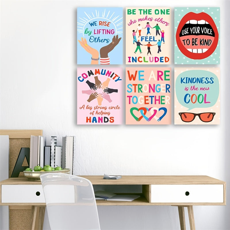 6pcs Classroom Kindness Posters Set 20x25 Growth Mindset Motivation