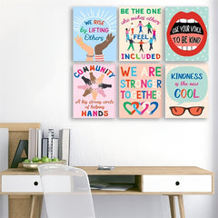 6pcs Classroom Kindness Posters Set 20x25 Growth Mindset Motivation