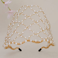 Vintage Fairy Half Face Mask Headband Netted Headband Dance Wedding Party