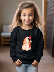 Gnome Print Girls Casual Sweatshirt Fall Winter Tops Kids Clothing