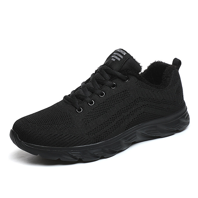 Men's Warm Lace Up Fleece Sneakers Winter Shoes