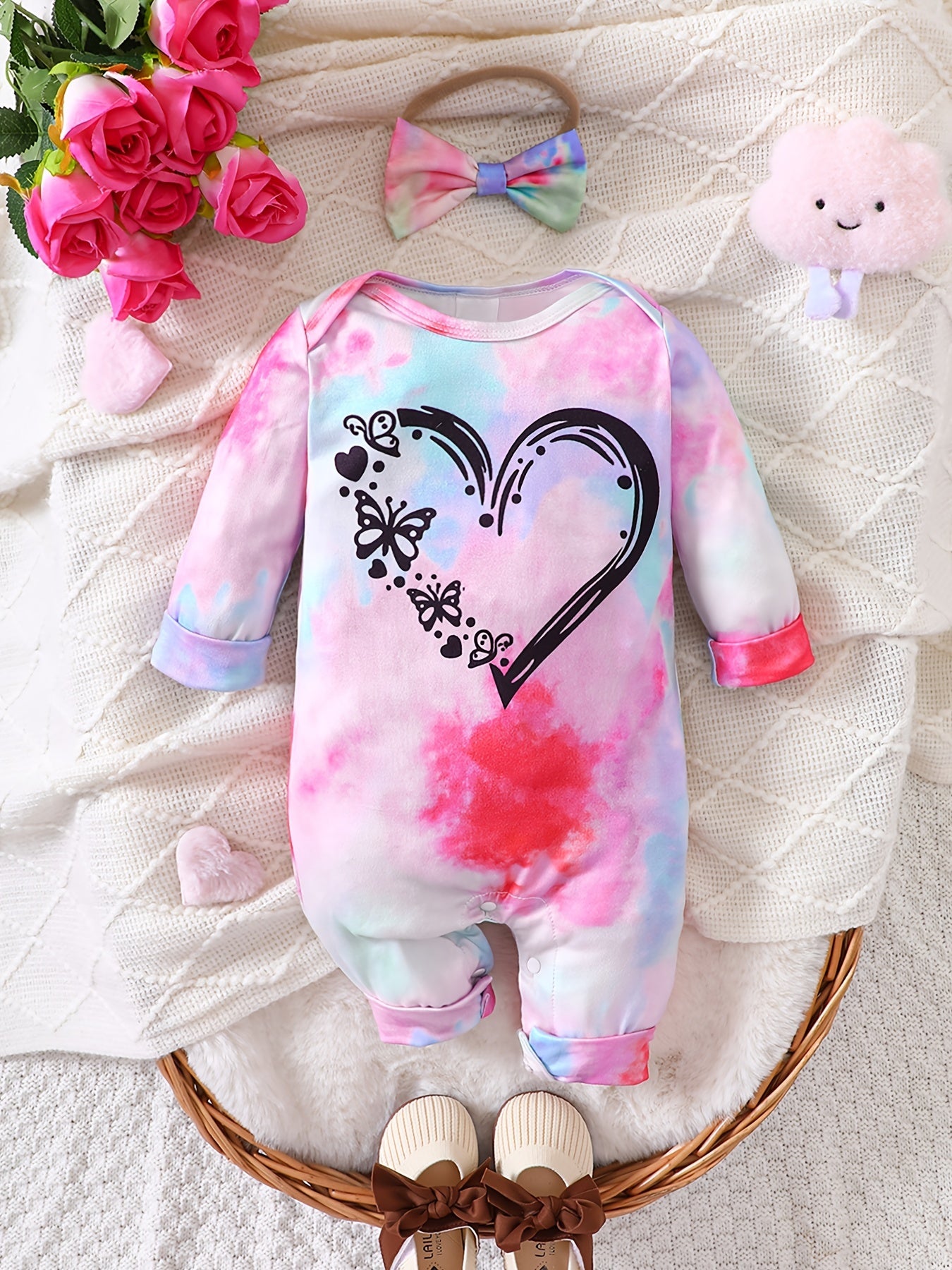 Baby Girl Cartoon Print Long Sleeve Bodysuit