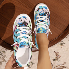 Women's Graffiti Style Canvas Shoes Casual Low Top Flat Shoes