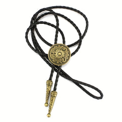 Bronze Metal Collar Rope Necklace Necktie Vintage Western Cowboy Shirt Accessori