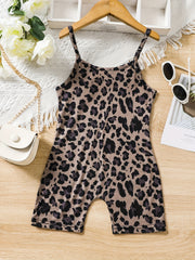 Toddler Girls Leopard Graphic Cami Rompers Kids Summer Clothes