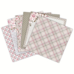 12pcs Rose Puppy Pattern Decor Paper DIY Scrapbook Background