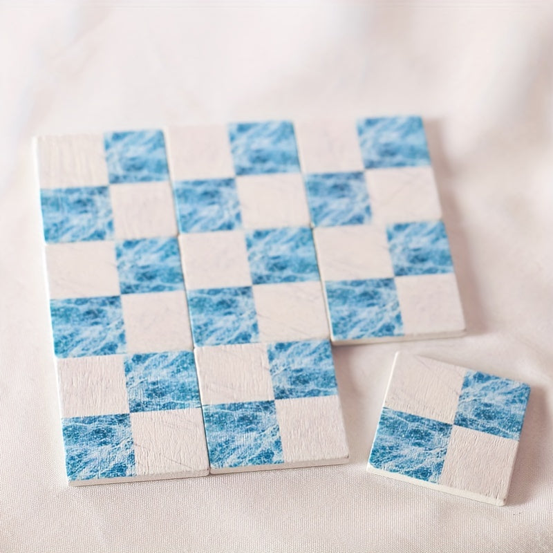 9pcs Doll House Wooden Floors Imitation Tile Decor