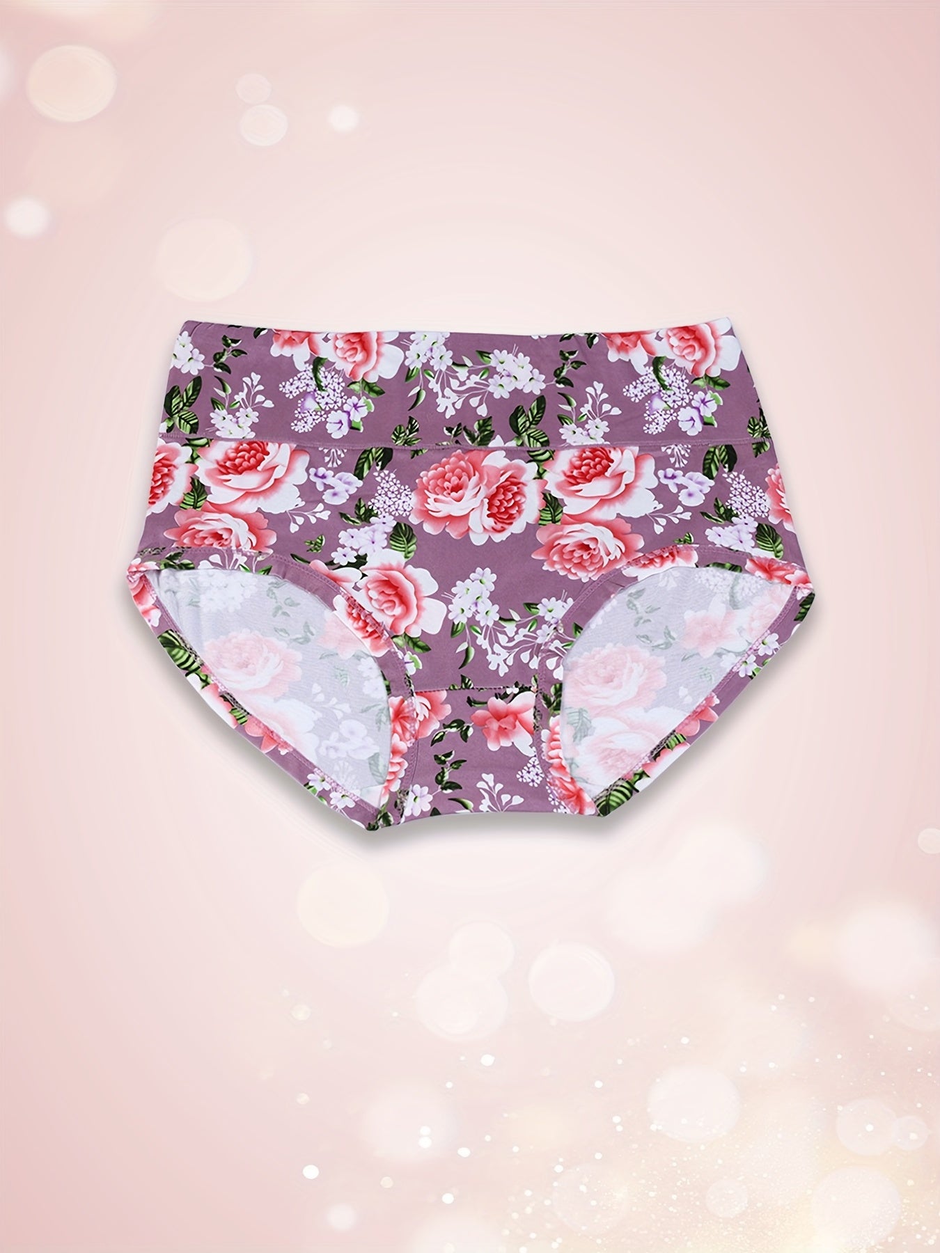3pcs Floral Print Briefs Stretchy Intimates Panties Women's Lingerie