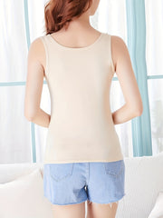 4pcs Solid Tank Tops Crew Neck Sleeveless Women's Lingerie