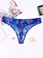4pcs Floral Print Thongs Sexy Low Waist Intimates Panties
