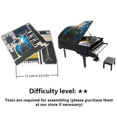 Metal Piano 3D Puzzle DIY Assembly Model Stainless Steel Gift