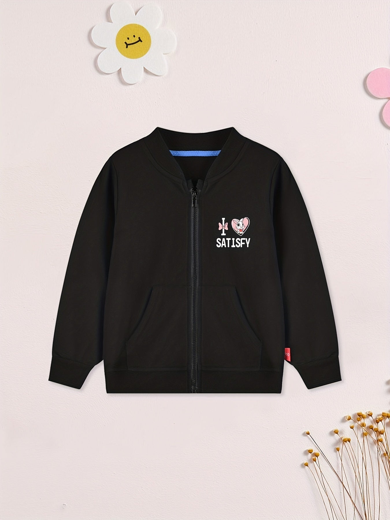 Boy's Rabbit Graphic Cotton Zip Up Jacket for Spring Fall