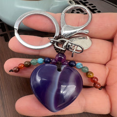 Natural Crystal Pine Stone Key String For Male Gemstone Healing Crystal Keychain