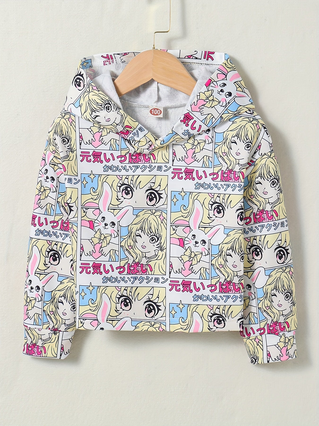 Girls' Anime Hooded Long Sleeve Sweatshirt Pullover Girl's Hoodie