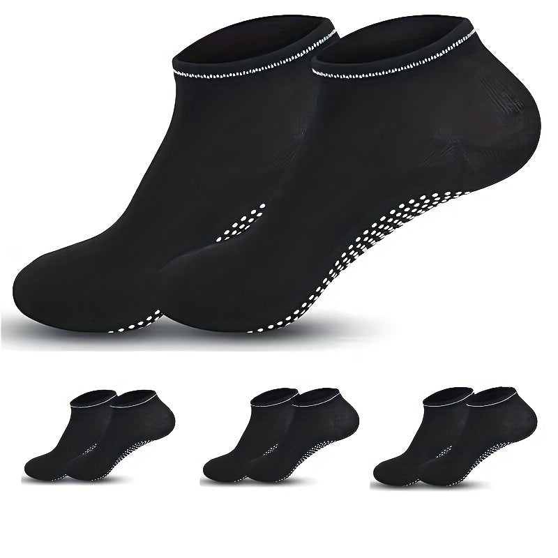 4 Pairs Non Slip Gripper Socks Low Cut Sporty Dance Socks