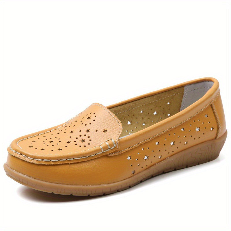 Women's Hollow Out Flat Loafers Soft Sole Slip On Shoes