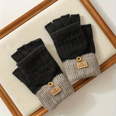 Meromibe Winter Warm Knitted Half Finger Gloves For Women