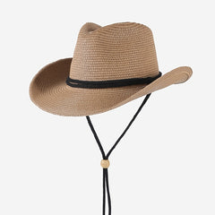Cowboy Cowgirl Sunscreen Straw Hat for Outdoor Travel Beach Camping