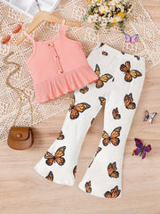 Girls Cami Suspender Top & Flare Pants Summer Outfit