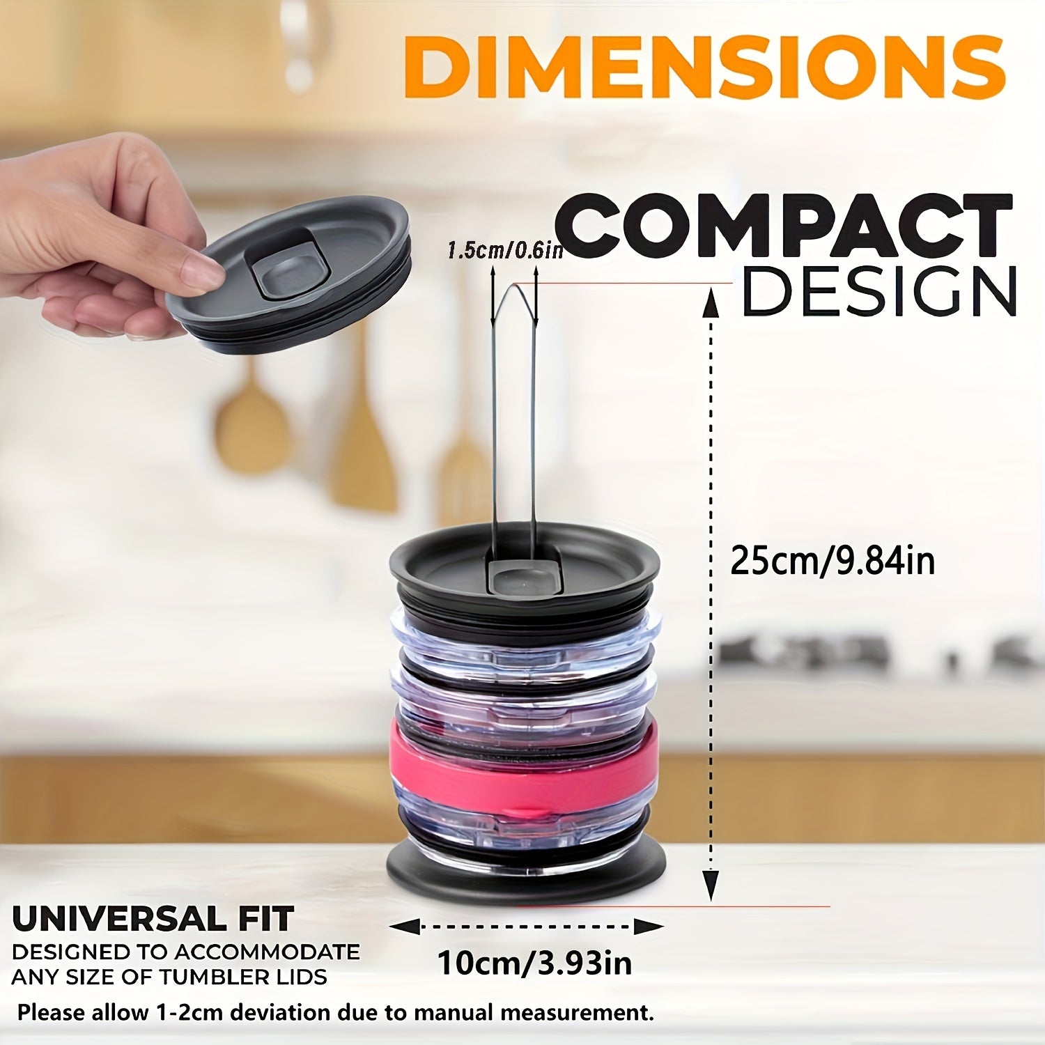 Tumbler Lid Organizer Vertical Storage Rack for 10 Lids