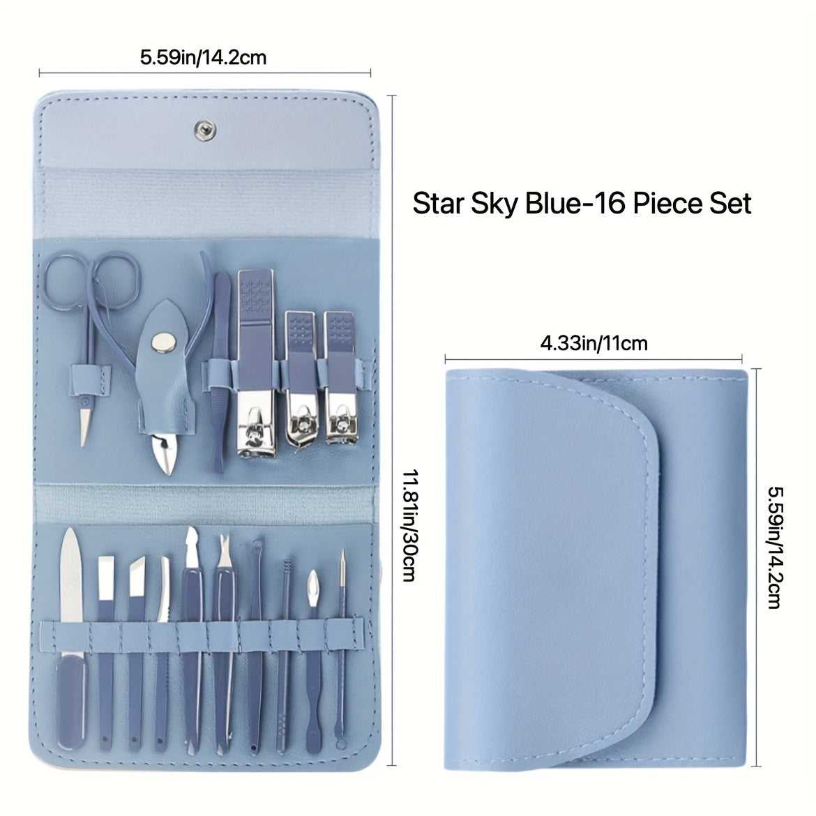 16Pcs Nail Clippers Set Foldable Manicure Tool Box Pedicure Tool