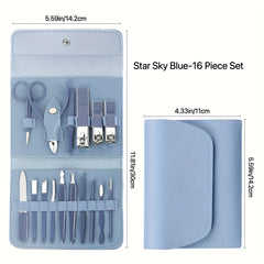16Pcs Nail Clippers Set Foldable Manicure Tool Box Pedicure Tool
