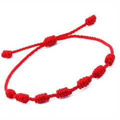 Classic 7 Knots Red Braided Rope Bracelet for Men Women Children