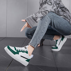 Faux Leather Block Skate Shoes Non Slip Flat Sneakers