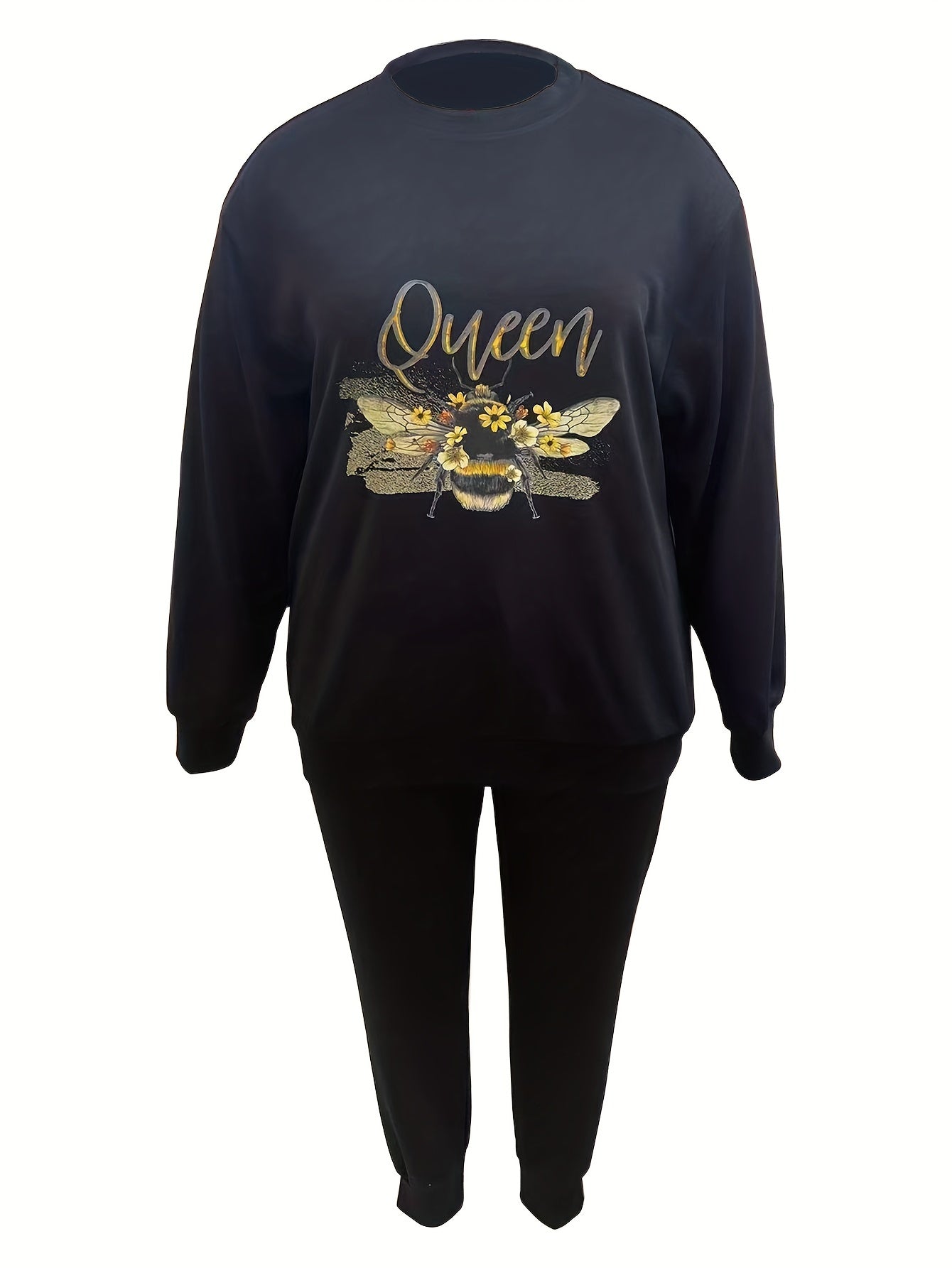 Women's Bee & Letter Print Top & Joggers 2 Piece Set