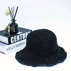 Dark Lined Raw Edge Bucket Hat Sun Hat Sunshade All-match Casual Hat