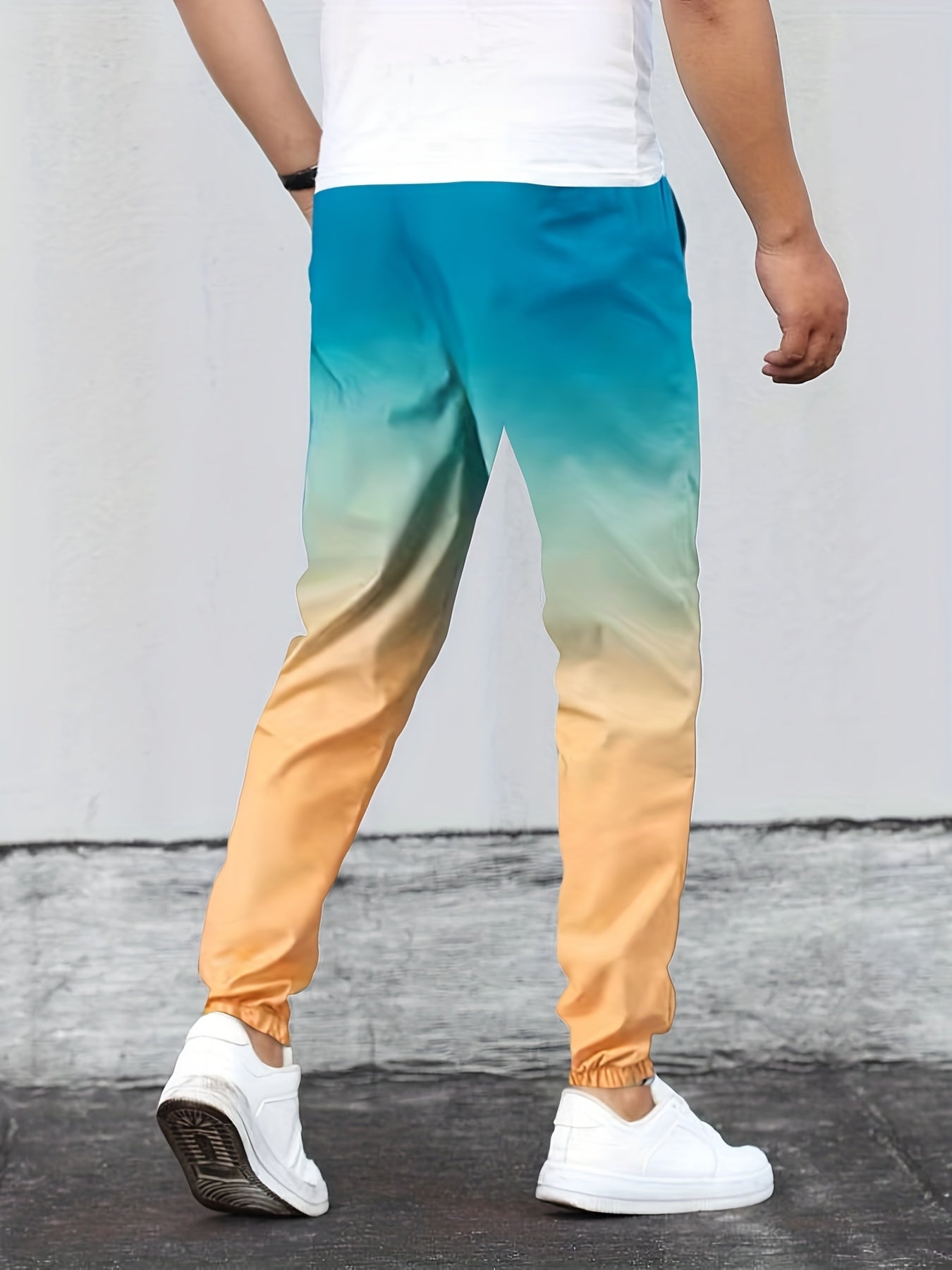 Men's Ombre Drawstring Joggers Loose Fit Pants for Spring Autumn