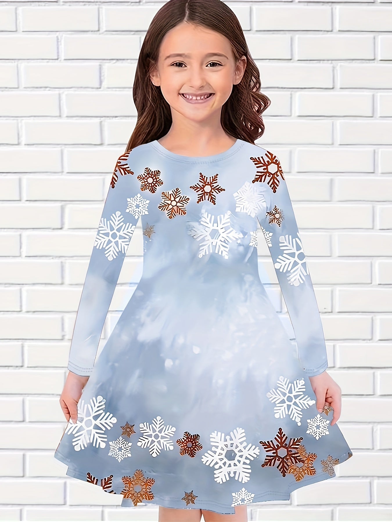 Girls' Magical Forest Long Sleeve Dress for Fall