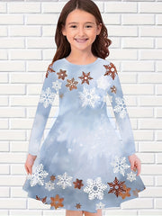 Girls' Magical Forest Long Sleeve Dress for Fall