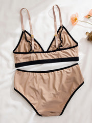 Colorblock Trim Push-Up Bra & Panties Lingerie Set