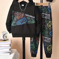 Boy's Cartoon Gamepad Outfit 2pcs Set for Spring Fall