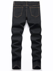 Boys Graffiti Letter Print Jeans Skinny Slim Fit Washed Denim Long Pants