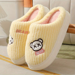 Women's Fluffy Slippers Slip On Round Toe Non-slip Home Shoes