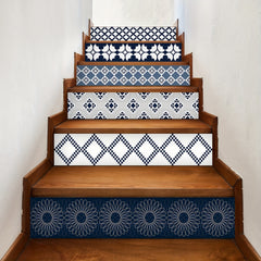 6pcs Staircase Retro Tile Wall Sticker, Waterproof Self-adhesive Vinyl Decal