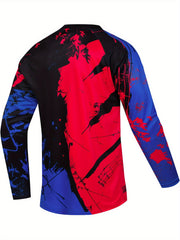 Men's Paint Splatter Pattern Print V Neck Tee for Spring Fall