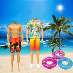 10pcs Doll Clothes & Accessories For 12" Boy Dolls Beach Outfits Shoes Surfboard