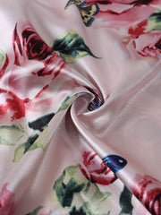 Satin Rose Print Nightshirt with Pocket
