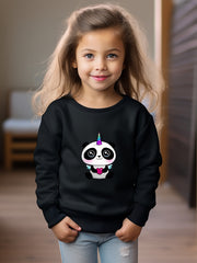 Girls Panda Pattern Crew Neck Sweatshirt Spring Fall Christmas Gift