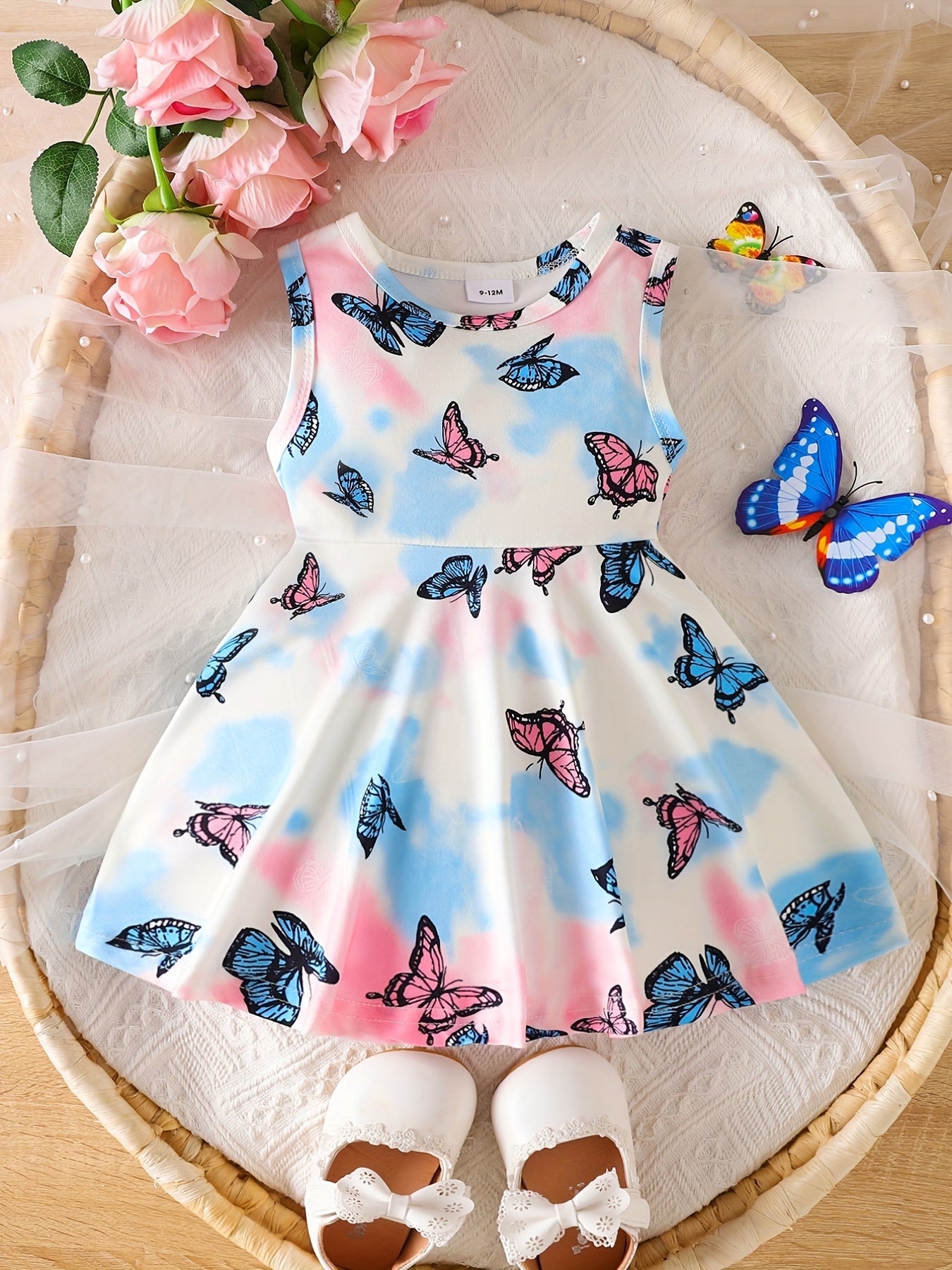 Sweet Sleeveless Pleated Dress for Baby Girls