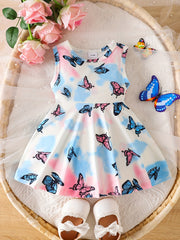 Sweet Sleeveless Pleated Dress for Baby Girls