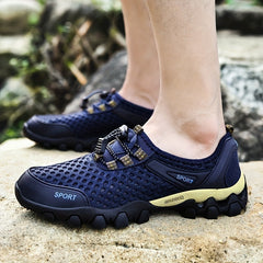 Men's Mesh Sneakers No Tie Lace Breathable Casual Outdoor Walking Shoes