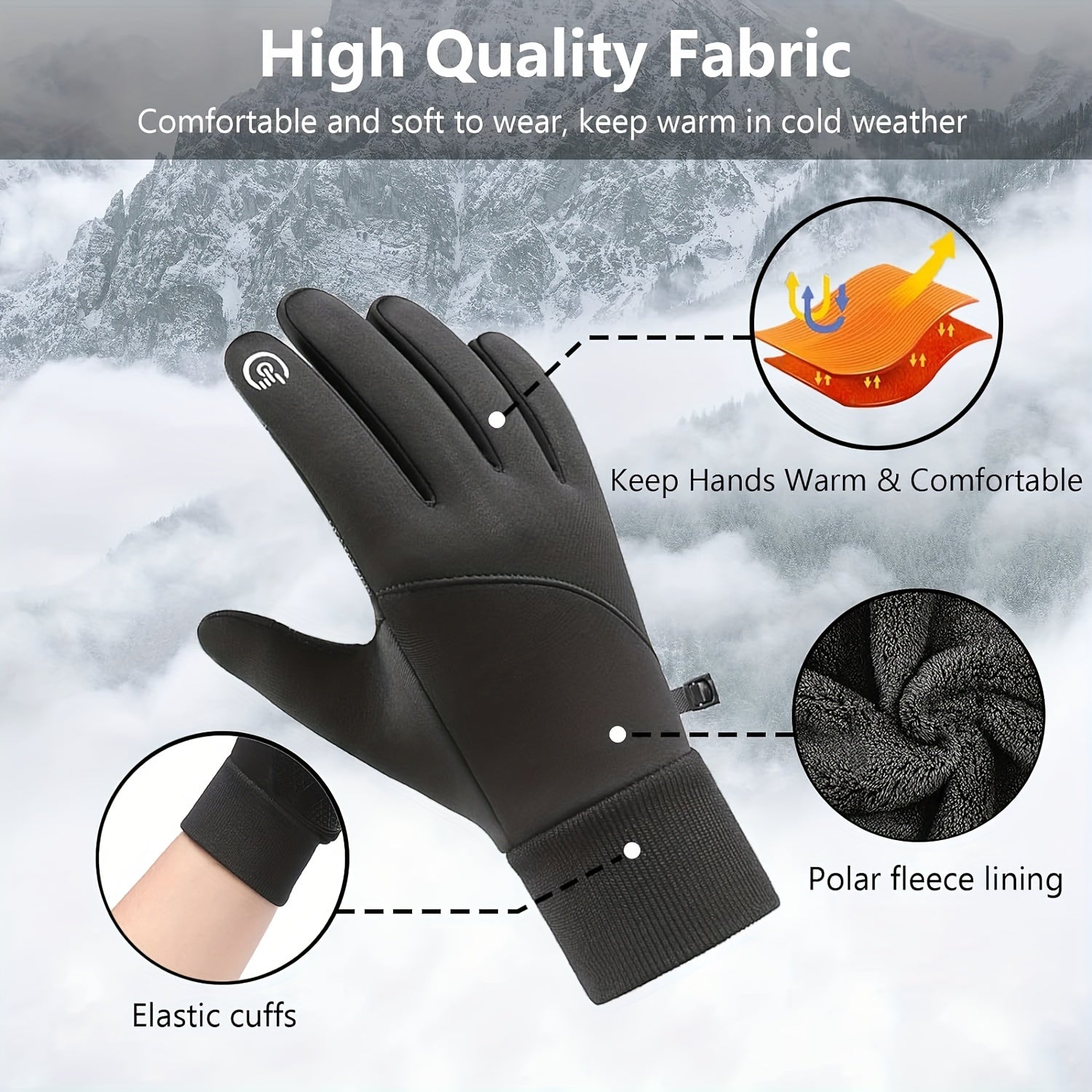 Windproof Winter Cycling Gloves Touch Screen Warm Anti Slip Waterproof