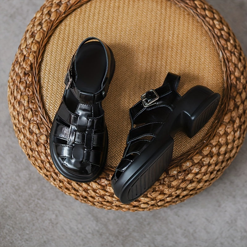 Women's Cut Out Chunky Sandals Buckle Strap Platform Sandals