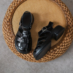 Women's Cut Out Chunky Sandals Buckle Strap Platform Sandals