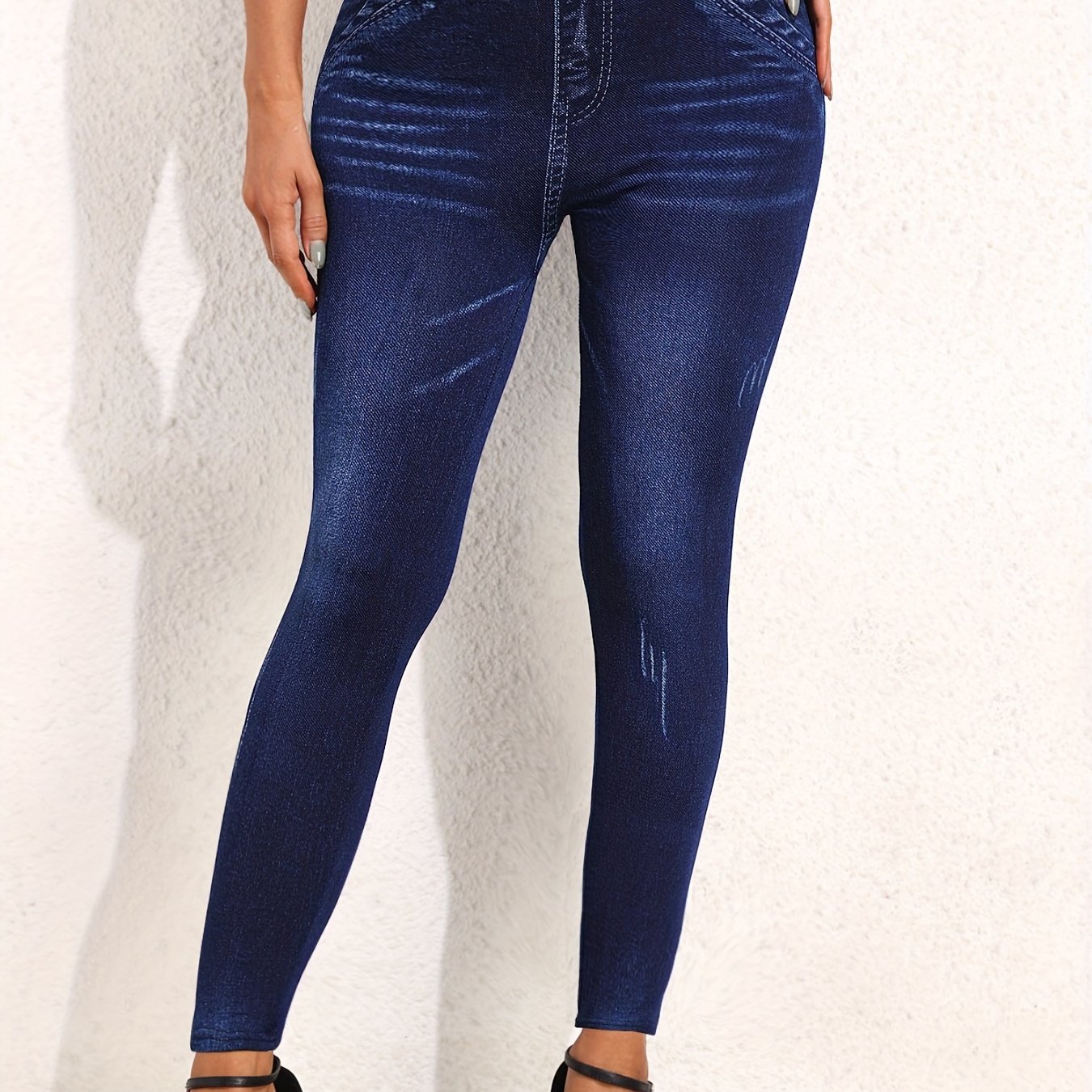 Denim Print High Rise Skinny Leggings